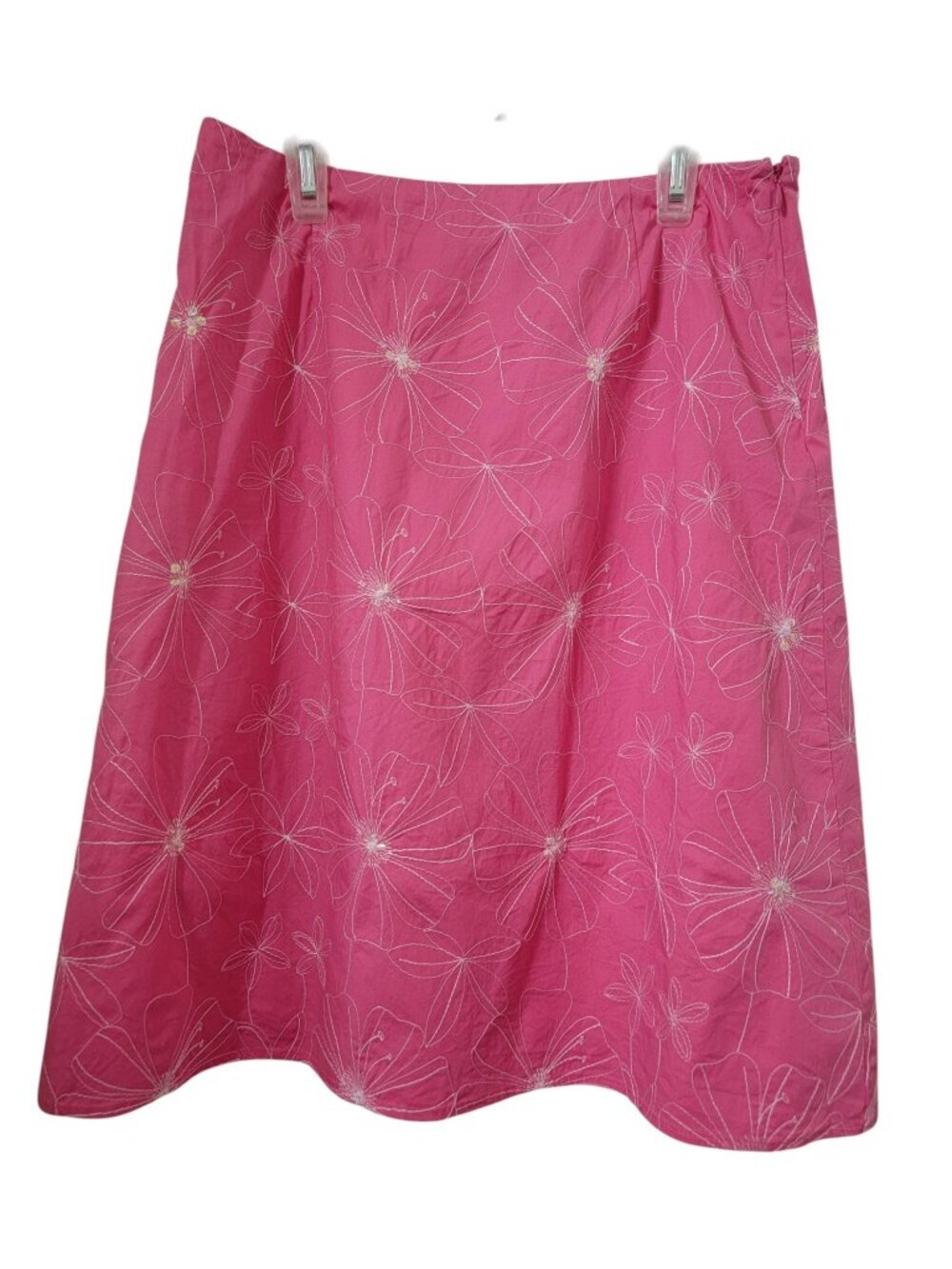 Autograph Size 4 Barbie Pink, Embroidered and Sequined A-Line Midi Skirt